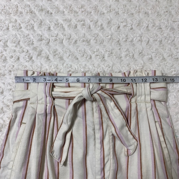 Anthropologie Edisto Paperbag-Waisted Linen Blend Striped Shorts Sz 2 - Picture 9 of 10